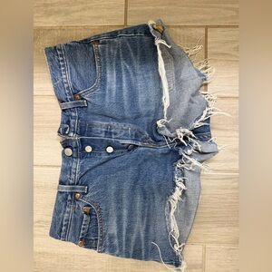 Levi's Blue Jean Shorts with Frayed Hem
